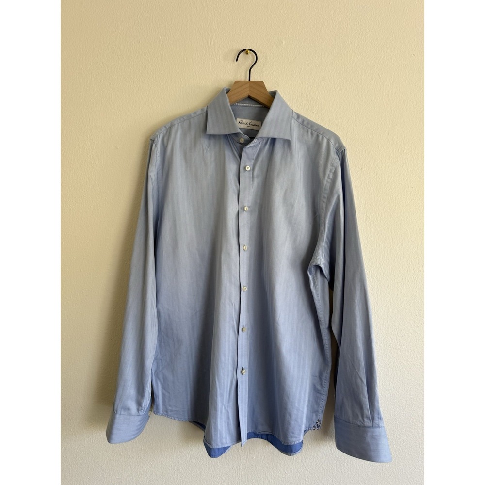 Robert Graham Button Shirt Mens 43/17 Blue Striped Career‎ Casual Classic Modern